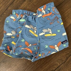 Patagonia Toddler (2T) Blue Surfing Print Shorts